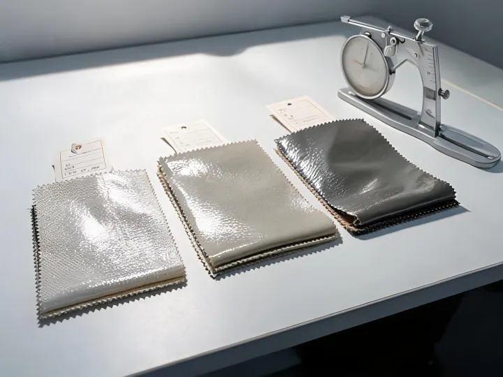 Coated fabric layers under raking light